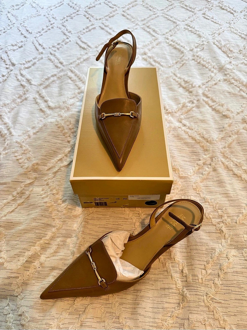 Michael Kors Lena Sling Pump Pointed-Toe Heels Brown US 7M. BNWT